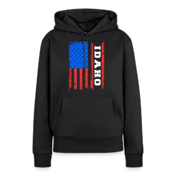 Idaho - Sweat à capuche Premium bio Femme - noir - Devant - Julia (174cm)