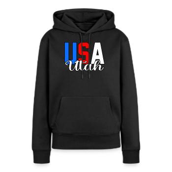 Cadeau de maison dans l’Utah - Sweat à capuche Premium bio Femme - noir - Devant - Julia (174cm)