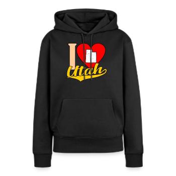 J’adore le cadeau de l’Utah - Sweat à capuche Premium bio Femme - noir - Devant - Julia (174cm)
