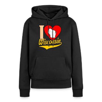 I Heart wisconsin cadeau - Sweat à capuche Premium bio Femme - noir - Devant - Julia (174cm)
