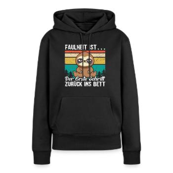 Faultier Müde Faulheit Schlafen - Frauen Premium Bio Hoodie - Schwarz - Vorne - Julia (174cm)