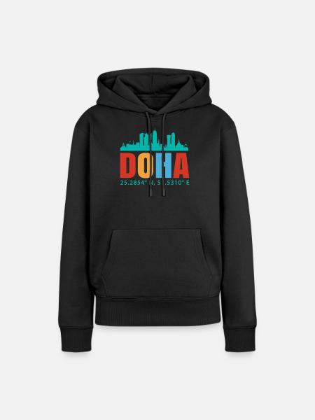 Doha - Frauen Premium Bio Hoodie - Schwarz
