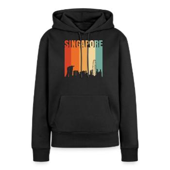 Singapour - Sweat à capuche Premium bio Femme - noir - Devant - Julia (174cm)