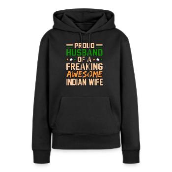 Inde - Sweat à capuche Premium bio Femme - noir - Devant - Julia (174cm)