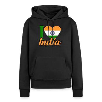 Inde - Sweat à capuche Premium bio Femme - noir - Devant - Julia (174cm)