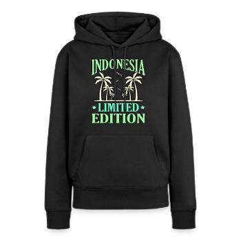 Indonésie - Sweat à capuche Premium bio Femme - noir - Devant - Julia (174cm)