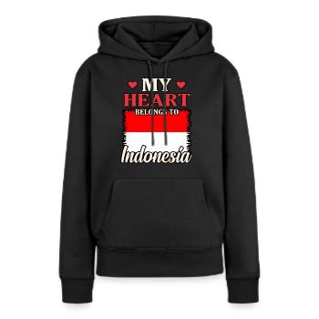 Indonésie - Sweat à capuche Premium bio Femme - noir - Devant - Julia (174cm)