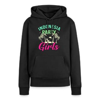 Indonésie - Sweat à capuche Premium bio Femme - noir - Devant - Julia (174cm)