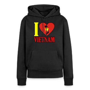 Vietnam - Sweat à capuche Premium bio Femme - noir - Devant - Julia (174cm)