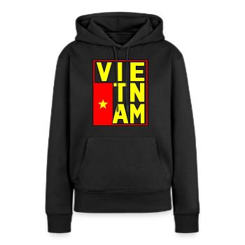 Vietnam - Sweat à capuche Premium bio Femme - noir - Devant - Julia (174cm)