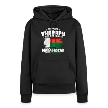 Madagascar - Sweat à capuche Premium bio Femme - noir - Devant - Julia (174cm)