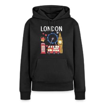 Londres - Sweat à capuche Premium bio Femme - noir - Devant - Julia (174cm)