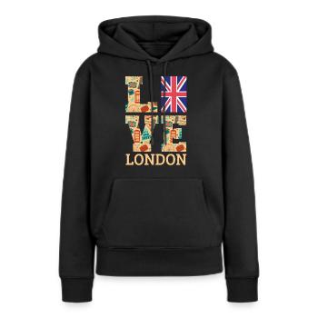 Londres - Sweat à capuche Premium bio Femme - noir - Devant - Julia (174cm)