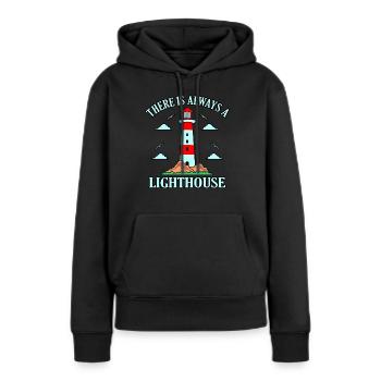 Phare - Sweat à capuche Premium bio Femme - noir - Devant - Julia (174cm)