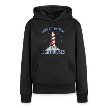phare - Sweat à capuche Premium bio Femme - noir - Devant - Julia (174cm)