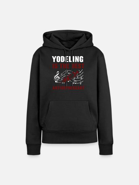Jodeln - Frauen Premium Bio Hoodie - Schwarz
