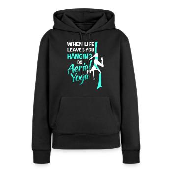 Aerialist Aerial Yoga Vertikaltuch - Frauen Premium Bio Hoodie - Schwarz - Vorne - Julia (174cm)