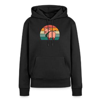 porcs porcs verrat porcherie porc - Sweat à capuche Premium bio Femme - noir - Devant - Julia (174cm)