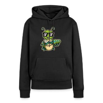 Chenille - Sweat à capuche Premium bio Femme - noir - Devant - Julia (174cm)