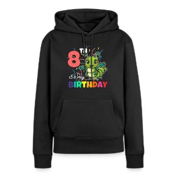 Chenille - Sweat à capuche Premium bio Femme - noir - Devant - Julia (174cm)