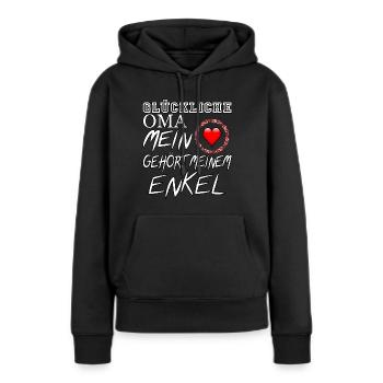 Glückliche Oma - mein Herz gehört meinem Enkel - Frauen Premium Bio Hoodie - Schwarz - Vorne - Julia (174cm)