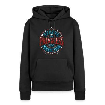 Poursuite du progrès - Sweat à capuche Premium bio Femme - noir - Devant - Julia (174cm)