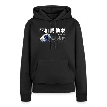 Paix Amour Prospérité Japon cadeau japonais - Sweat à capuche Premium bio Femme - noir - Devant - Julia (174cm)