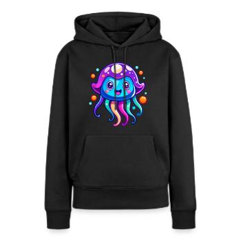 Méduse mignonne - Sweat à capuche Premium bio Femme - noir - Devant - Julia (174cm)