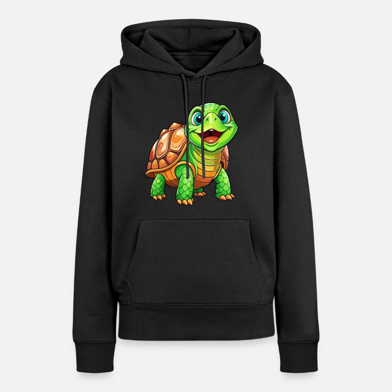 Méga Tortue Mignonne - Sweat à capuche Premium bio Femme - noir