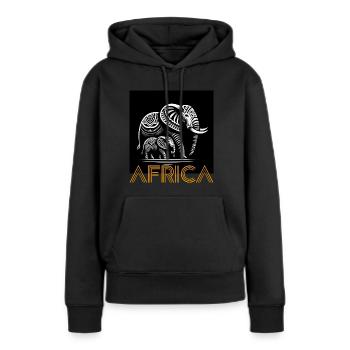 Afrique - Sweat à capuche Premium bio Femme - noir - Devant - Julia (174cm)