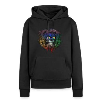 Réunion - Sweat à capuche Premium bio Femme - noir - Devant - Julia (174cm)