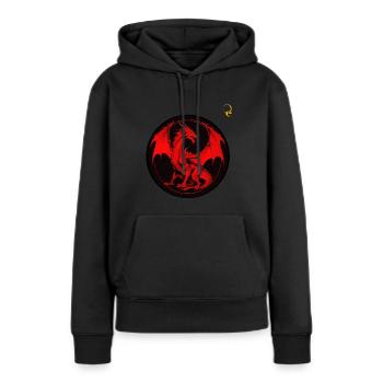 DRAGON-NETZWERK - Frauen Premium Bio Hoodie - Schwarz - Vorne - Julia (174cm)