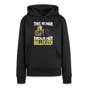 Bulldozer bulldozer crawler - Sweat à capuche Premium bio Femme - noir - Devant - Julia (174cm)
