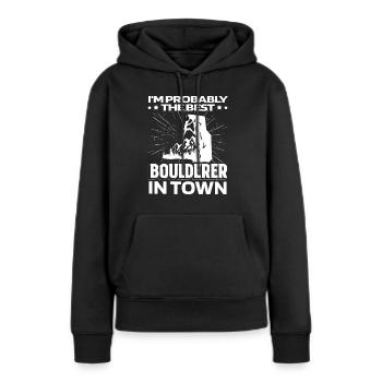 Bloc Bloc Drôle - Sweat à capuche Premium bio Femme - noir - Devant - Julia (174cm)