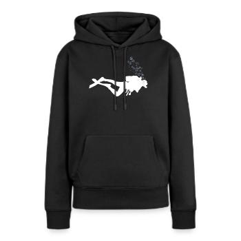 Scuba Taucher unter Wasser mit Luftblasen - Frauen Premium Bio Hoodie - Schwarz - Vorne - Julia (174cm)