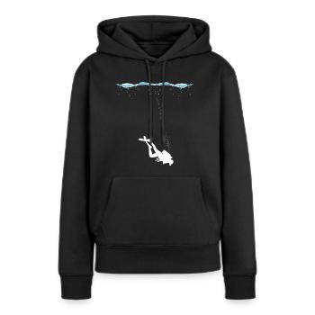 Scuba Taucher unter Wasser mit Luftblasen - Frauen Premium Bio Hoodie - Schwarz - Vorne - Julia (174cm)