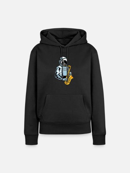 Saxophon Saxofon Astronaut - Frauen Premium Bio Hoodie - Schwarz