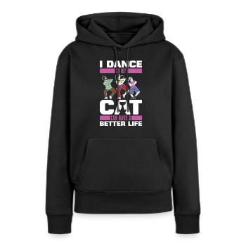 Tanzlehrer Katze - Frauen Premium Bio Hoodie - Schwarz - Vorne - Julia (174cm)