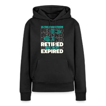 Ultramarathon à la retraite - Sweat à capuche Premium bio Femme - noir - Devant - Julia (174cm)