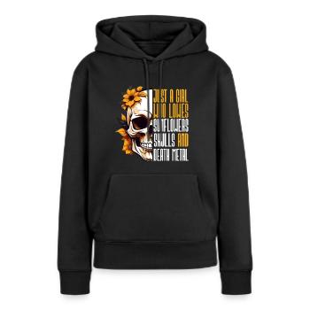 Girl Who Loves Sunflowers Skull's And Death Metal - Women’s Premium Organic Hoodie - black - Front - Julia (174cm)