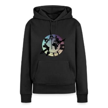 Weltkugel Sehenswürdigkeiten - Frauen Premium Bio Hoodie - Schwarz - Vorne - Julia (174cm)