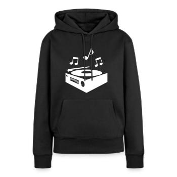 Plattenspieler - Frauen Premium Bio Hoodie - Schwarz - Vorne - Julia (174cm)