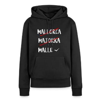 Mallorca - Frauen Premium Bio Hoodie - Schwarz - Vorne - Julia (174cm)