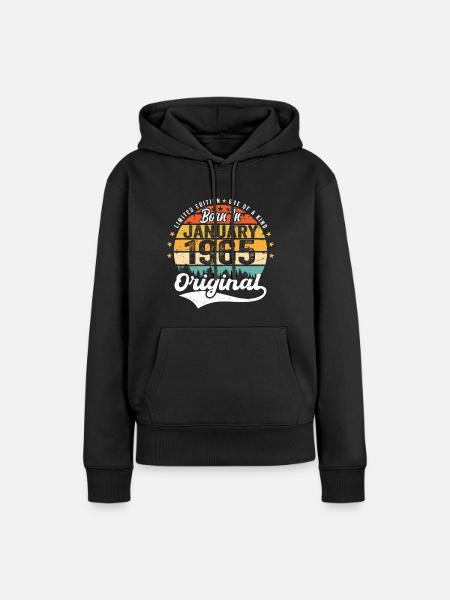 Die Legenden wurden im Januar 1965 geboren - Dame Premium hoodie, økologisk bomuld - sort