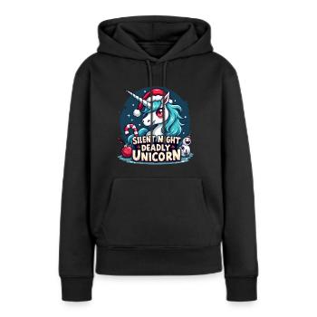 Silent Night Deadly Unicorn - Frauen Premium Bio Hoodie - Schwarz - Vorne - Julia (174cm)