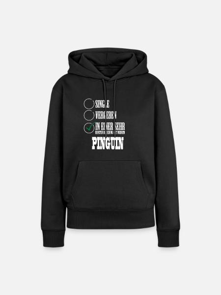 In einer Beziehung mit meinem Pinguin - Frauen Premium Bio Hoodie - Schwarz