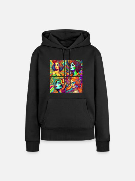 psychedelische Léa - Frauen Premium Bio Hoodie - Schwarz