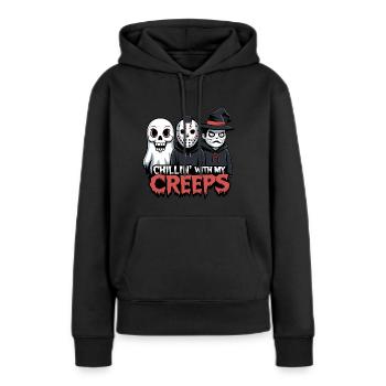Chillin' with My Creeps - Frauen Premium Bio Hoodie - Schwarz - Vorne - Julia (174cm)