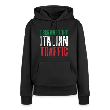 Italie Circulation Conduite Drôle - Sweat à capuche Premium bio Femme - noir - Devant - Julia (174cm)