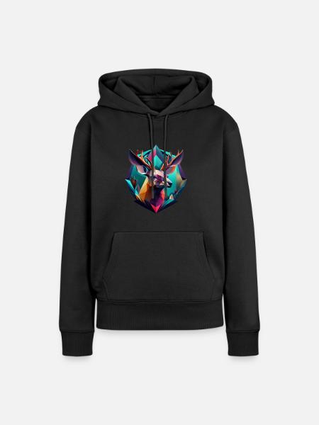 Geometrische Fauna, Hirsche - Frauen Premium Bio Hoodie - Schwarz